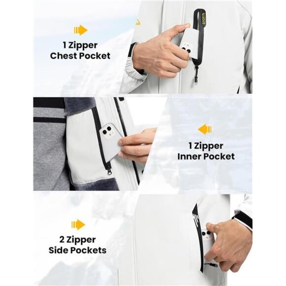 Men's Ski Snow Jacket Waterproof Winter Insulated Fleece Hooded Outdoor - Picture 6 of 7